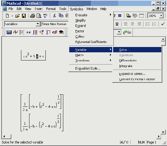 Символьное решение уравнения